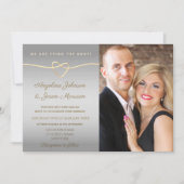 Invitation Simple Argent et Or Photo Mariage (Devant)