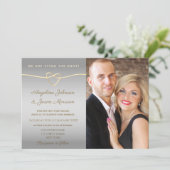 Invitation Simple Argent et Or Photo Mariage (Debout devant)