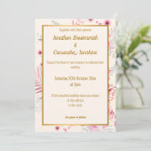 INVITATION SIMPLE ARGENT ROSE OR FLORAL OR MARIAGE (Debout devant)