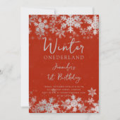 Invitation Simple Argent Rouge hiver ONÉDOINE 1er anniversair (Devant)