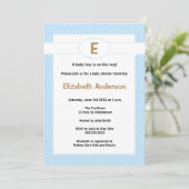 Invitation simple au Baby shower Monogramme - Garç (Debout devant)