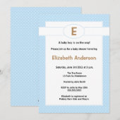 Invitation simple au Baby shower Monogramme - Garç (Devant / Derrière)
