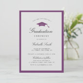 Invitation simple avec bordure violette pour la cé (Debout devant)