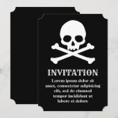 Invitation simple avec crâne et os croisés (Devant / Derrière)