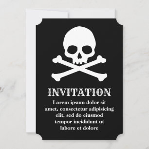 Invitation simple avec crâne et os croisés