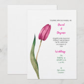 Invitation simple avec fleur de tulipe (Devant / Derrière)