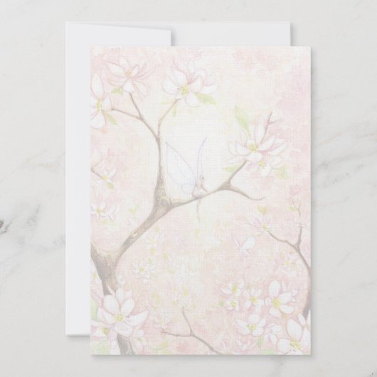 Invitation simple avec vue sur les fleurs roses (Dos)