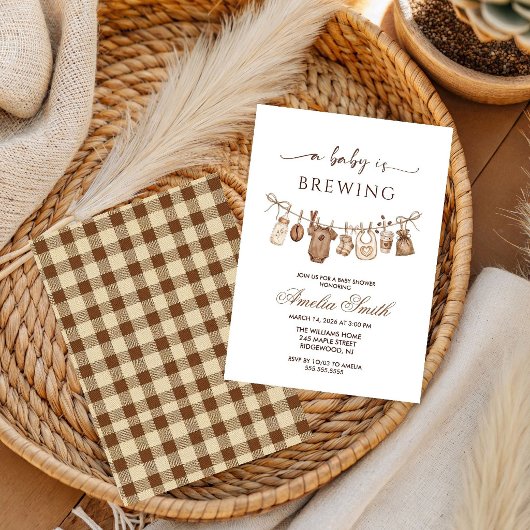 Invitation Simple Baby Est En Train De Brasser Doodle Café Ba