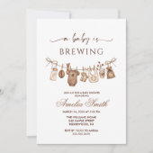 Invitation Simple Baby Est En Train De Brasser Doodle Café Ba (Devant)