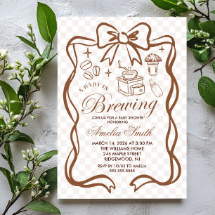 Invitation Simple Baby Is Brewing Doodle Coffee Baby Shower I
