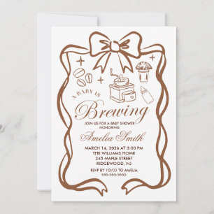 Invitation Simple Baby Is Brewing Doodle Coffee Baby Shower J
