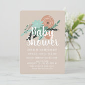 Invitation Simple Baby shower de corail de pêche du pavot flo (Debout devant)