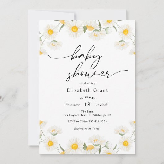 Invitation simple Baby shower de couronne de margu (Devant)