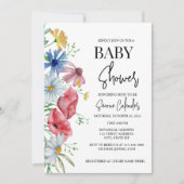 Invitation simple Baby shower floral aquarelle (Devant)