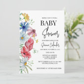 Invitation simple Baby shower floral aquarelle (Debout devant)
