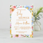 Invitation simple Baby shower floral aquarelle (Debout devant)