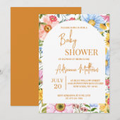 Invitation simple Baby shower floral aquarelle (Devant / Derrière)