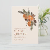 Invitation Simple Baby Shower Hiver Citron Séché Cannelle (Debout devant)