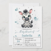 Invitation Simple baby shower mignon petit zèbre (Devant)