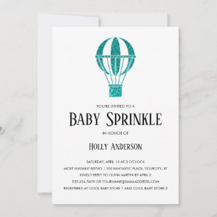 Invitation Simple Baby Sprinkle Ballon à Air Chaud Paillettes