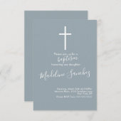 Invitation Simple Baptême Croix Dédication bébé (Devant / Derrière)
