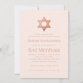 Invitation Simple Bar Mitzvah rose gold rose Bat mitzvah étoi (Devant)