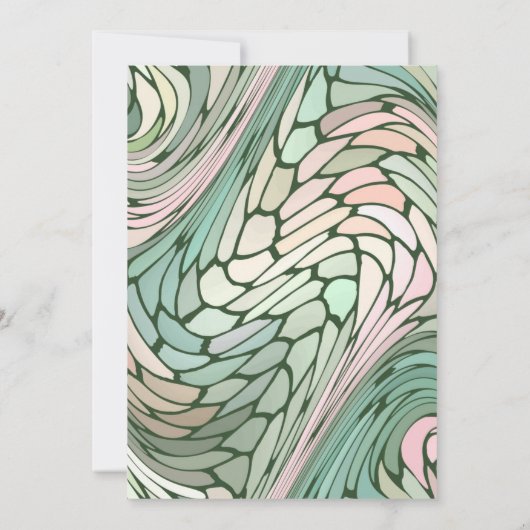 Invitation Simple Bat Mitzvah Moderne Rose et Vert (Dos)