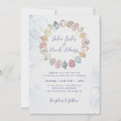 Invitation Simple Beach Ocean Seashell Wreath Mariage (Devant)