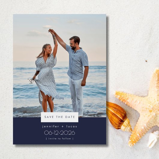 Invitation Simple Beach Wedding Photo Enregistrer la date