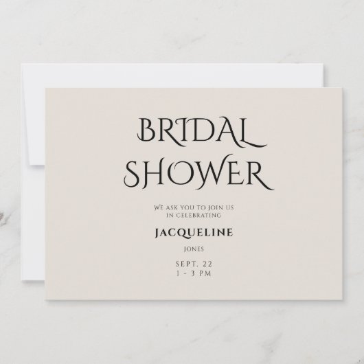 Invitation Simple Beige Douche nuptiale (Devant)