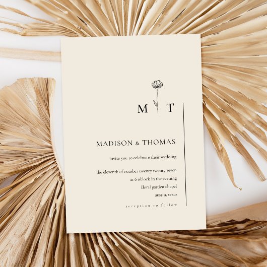 Invitation Simple Beige Minimal Chic Mariage