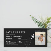 Invitation Simple billet d'avion pour mariage de destination (Debout devant)