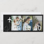 Invitation Simple billet d'avion pour mariage de destination (Dos)