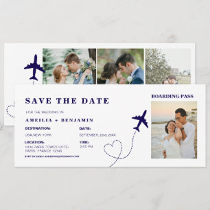 Invitation Simple billet d'embarquement pour mariage de desti