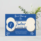 Invitation Simple Birthday Chien Os Paw Party Blue (Debout devant)