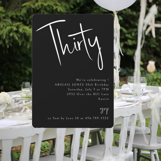 Invitation Simple Black 30th Birthday Party