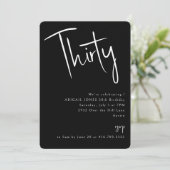 Invitation Simple Black 30th Birthday Party (Debout devant)