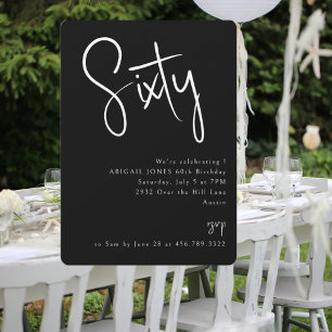Invitation Simple Black 60e fête d'anniversaire