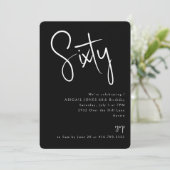 Invitation Simple Black 60e fête d'anniversaire (Debout devant)