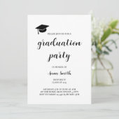 Invitation simple Black and White Graduation Party (Debout devant)