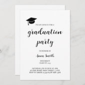 Invitation simple Black and White Graduation Party (Devant / Derrière)