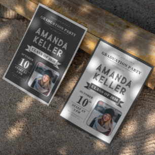 Invitation simple Black and White Graduation Party