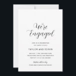Invitation Simple Black and White Modern Engagement Party<br><div class="desc">Invitations contemporaines de fiançailles en noir et blanc avec une disposition simple et minimaliste avec "We're Engaged" dans un élégant script de calligraphie. Un design moderne qui va bien avec n'importe quel style de fiançailles.</div>