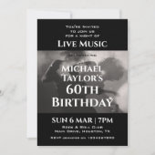 Invitation Simple Black and White Music 60e fête d'anniversai (Devant)