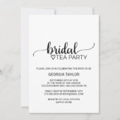 Invitation Simple Black Calligraphy Bride Tea Party (Devant)