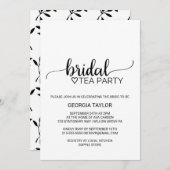 Invitation Simple Black Calligraphy Bride Tea Party (Devant / Derrière)