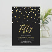 Invitation simple Black & Gold pour 50e anniversai (Debout devant)
