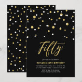 Invitation simple Black & Gold pour 50e anniversai (Devant / Derrière)