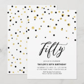 Invitation simple Black & Gold pour les 50 ans (Devant / Derrière)