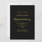 Invitation Simple Black & Gold Quinceañera 15ème parti (Devant)